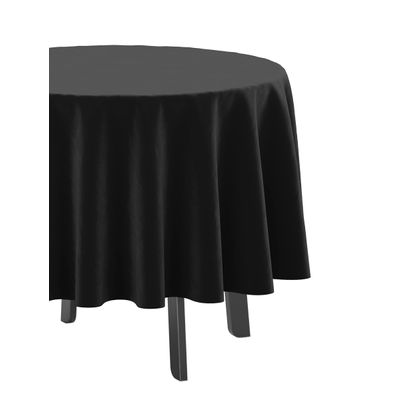 Toalha de Mesa Redonda 147 cm Interno/Externo com Furo para Guarda-Sol, Impermeável, Quintal/Churrasco Preta - Vargottam 147,32 Cm × 147,32 Cm / Preto