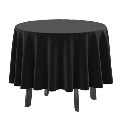 Toalha de Mesa Redonda 147 cm Interno/Externo com Furo para Guarda-Sol, Impermeável, Quintal/Churrasco Preta - Vargottam 147,32 Cm × 147,32 Cm / Preto