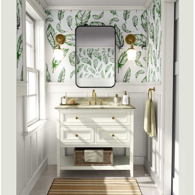 Papel de Parede Estampa de Penas Boho Verde, Vinil Autoadesivo, Revestimento de Parede Fácil DIY Para Quarto, Sala, Armários - S4Sassy 63,5 cm (L) × 914,4 cm (C) / Verde - Vinil Liso