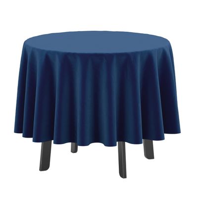 Toalha de Mesa Redonda 147 cm Uso Interno e Externo, Impermeável, com Orifício para Guarda-Sol, para Pátio/Quintal/Churrasco - Vargottam 147,32 Cm × 147,32 Cm – Com Furo Para Guarda-Sol / Azul