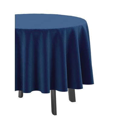 Toalha de Mesa Redonda 147 cm Uso Interno e Externo, Impermeável, com Orifício para Guarda-Sol, para Pátio/Quintal/Churrasco - Vargottam 147,32 Cm × 147,32 Cm – Com Furo Para Guarda-Sol / Azul