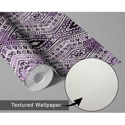Papel de Parede Autoadesivo Boho, Estampa Geométrica Diamante, Vinílico Impermeável Roxo, Removível, para Quarto e Sala de Jantar - S4Sassy 63,5 cm (L) × 152,4 cm (C) / Roxo - Vinil Liso