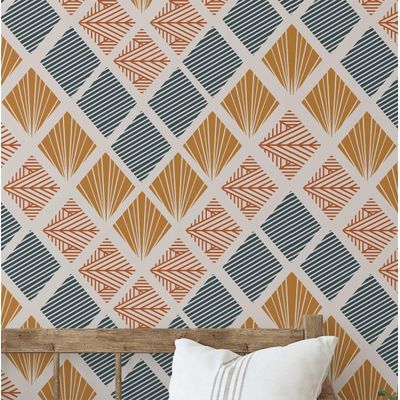 Papel de Parede Vinílico Autoadesivo, Estampa Geométrica Retrô Losangos, Impermeável Removível, para Quartos, Salas e Inquilinos - S4Sassy 63,5 cm (L) × 304,8 cm (C) / Marrom - Vinil Liso