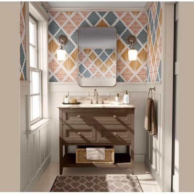 Papel de Parede Vinílico Autoadesivo, Estampa Geométrica Retrô Losangos, Impermeável Removível, para Quartos, Salas e Inquilinos - S4Sassy 63,5 cm (L) × 304,8 cm (C) / Marrom - Vinil Liso