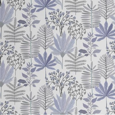 Papel de Parede Autoadesivo Jardim Tropical Pastel Vinílico Impermeável Azul Removível para Locatários Quarto/Sala de Jantar - S4Sassy 63,5 cm (L) × 914,4 cm (C) / Azul - Vinil Texturizado