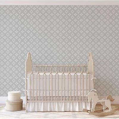 Papel de Parede Adesivo Azulejo Floral Ornamental Cinza, Vinil Autoadesivo, Fácil DIY para Quarto Estilo Fazenda, Sala e Armários - S4Sassy 63,5 cm (L) × 304,8 cm (C) / Cinza - Vinil Texturizado
