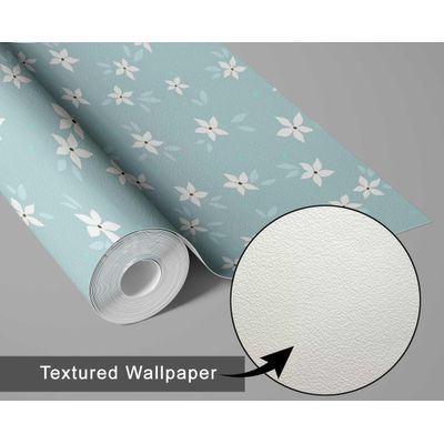 Papel de Parede Floral Azul Vinílico Autoadesivo, Revestimento DIY Fácil para Quarto Infantil, Decoração e Brinquedoteca - S4Sassy 63,5 cm (L) × 152,4 cm (C) / Azul - Vinil Texturizado