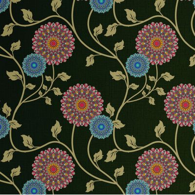 Papel de Parede Vinil Autoadesivo Trepadeira Floral Verde Estilo Asiático, Envoltório Decorativo Fácil para Quarto e Sala - S4Sassy 63,5 cm (L) × 152,4 cm (C) / Verde - Vinil Texturizado