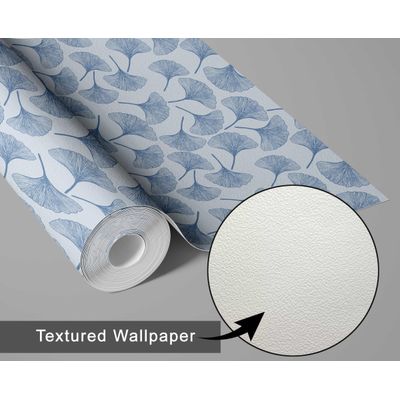 Papel Contato Vinílico Autoadesivo Folha de Ginkgo Chique à Prova d'água Removível para Quartos, Salas, Armários e Locatários - S4Sassy 63,5 cm (L) × 914,4 cm (C) / Azul - Vinil Texturizado