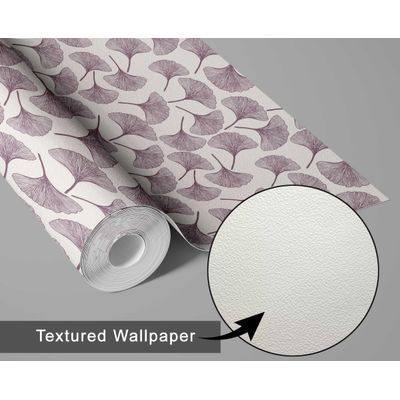 Papel de Parede Vinílico Autoadesivo Chique Folha de Ginkgo Roxo Impermeável Removível para Quartos, Salas, Locação e Armários - S4Sassy 63,5 cm (L) × 152,4 cm (C) / Roxo - Vinil Texturizado