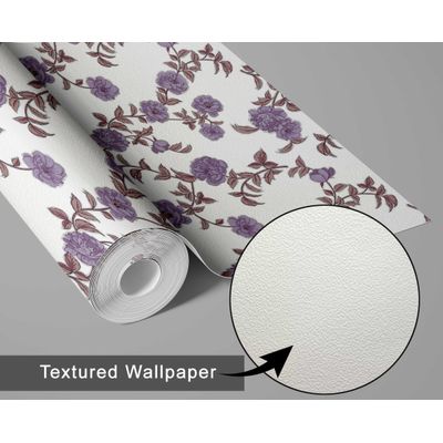 Papel de Parede Vinílico Autoadesivo Removível, à prova d'água, Estampa Midnight Blossom para Paredes, Armários e Cômoda, Roxo - S4Sassy 63,5 cm (L) × 152,4 cm (C) / Roxo - Vinil Texturizado