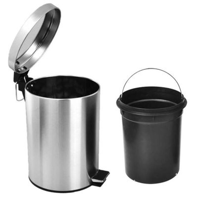 Lixeira Inox 3 Litros Pedal Cesto Lixo Removivel Prateado Banheiro Cozinha 3l Luxo Vintage