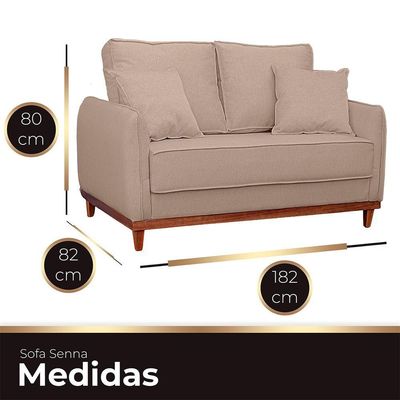 Kit Sofa Sena 2 E 3 Lugares Base De Madeira Para Sala Hotel Linho Bege