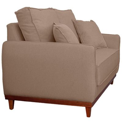 Kit Sofa Sena 2 E 3 Lugares Base De Madeira Para Sala Hotel Linho Bege