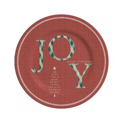 Jogo 2 Pratos Sobremesa Natalino Joy Vermelho Cerâmica Alleanza 20cm
