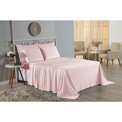 Lençol De Cima King Nobre 1 Peça 2,50m X 2,90m Malha 100% Algodão - Rosa