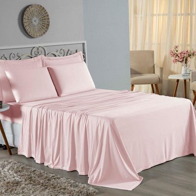 Lençol De Cima King Nobre 1 Peça 2,50m X 2,90m Malha 100% Algodão - Rosa