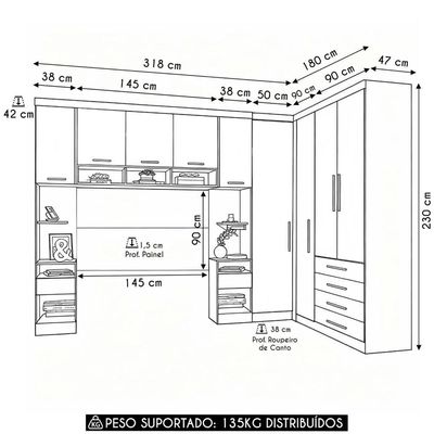 Guarda Roupa Casal Modulado Cp09 Taiga Branco/cinnamon L01 - Mpozenato