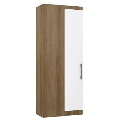 Guarda Roupa Canto Reto 90cm Com 1 Porta Delphi Avelã/branco L01 - Mpozenato
