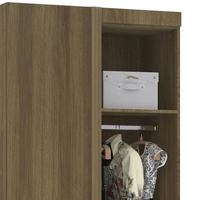 Guarda Roupa Canto Reto 90cm Com 1 Porta Delphi Avelã/branco L01 - Mpozenato