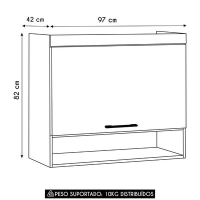 Armário Aéreo Ponte Modulado 97cm Delphi Avelã/branco L01 - Mpozenato