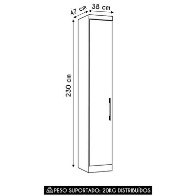 Guarda Roupa Modulado 38cm Com 1 Porta Delphi Avelã/grey L01 - Mpozenato