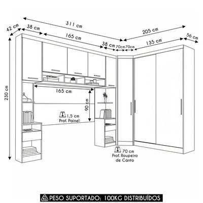 Guarda Roupa Queen Modulado Cp07 Taiga Branco/cinnamon L01 - Mpozenato
