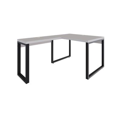 Mesa Em L Operacional 120x160x75cm Yon - Off White-est.preta Off White-est.preta