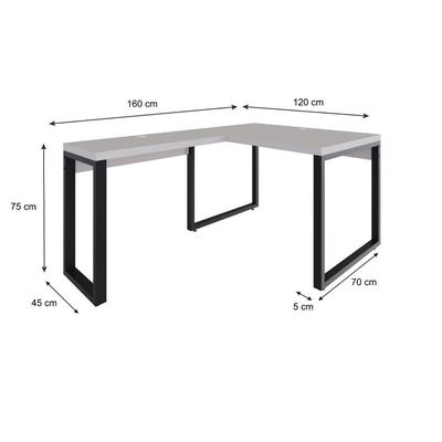 Mesa Em L Operacional 120x160x75cm Yon - Off White-est.preta Off White-est.preta