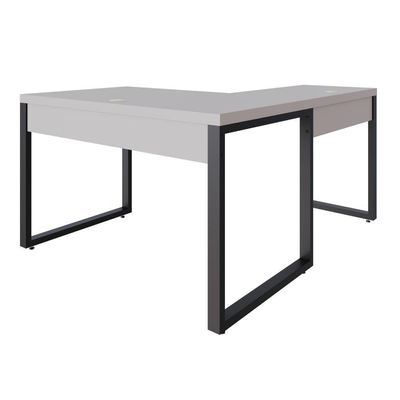Mesa Em L Operacional 120x160x75cm Yon - Off White-est.preta Off White-est.preta