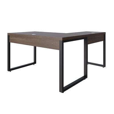 Mesa Em L Operacional 135x160x75cm Yon - Nogueira-est.preta Nogueira-est.preta