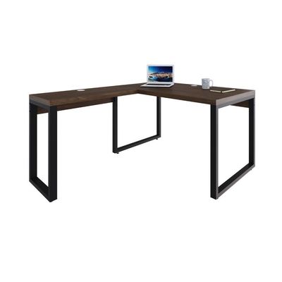 Mesa Em L Operacional 135x160x75cm Yon - Nogueira-est.preta Nogueira-est.preta