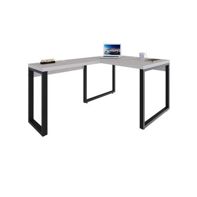 Mesa Em L Operacional 120x160x75cm Yon - Off White-est.preta Off White-est.preta