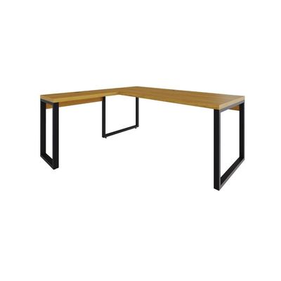 Mesa Em L Presidente 190x160x75cm Yon - Acácia Mel-est.preta Acácia Mel-est.preta
