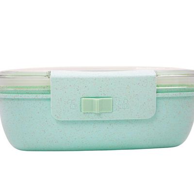 Marmita Pote 650ml Com Tampa Garfo Colher Freezer Micro-ondas Fit -Verde
