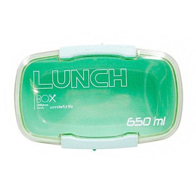 Marmita Pote 650ml Com Tampa Garfo Colher Freezer Micro-ondas Fit -Verde
