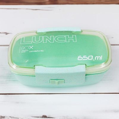 Marmita Pote 650ml Com Tampa Garfo Colher Freezer Micro-ondas Fit -Verde