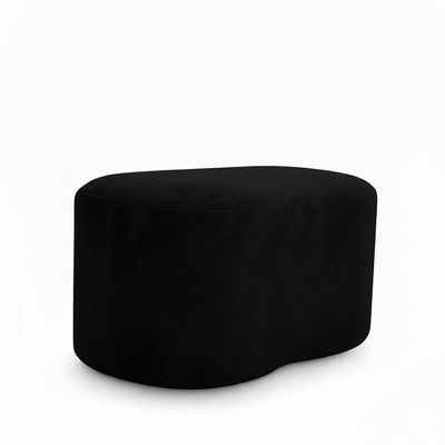 Puff Feijão Orgânico Curvo Redondo Confortável Sala Moderno Suede Preto