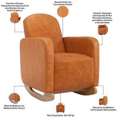 Poltrona De Amamentação Com Balanço Orgânica Saori W01 Courissimo Canela - Lyam Decor