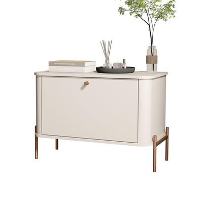 Mesa De Cabeceira Tucupi Off White Pe Bronze - Moveis Jb