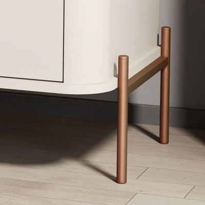 Mesa De Cabeceira Tucupi Off White Pe Bronze - Moveis Jb
