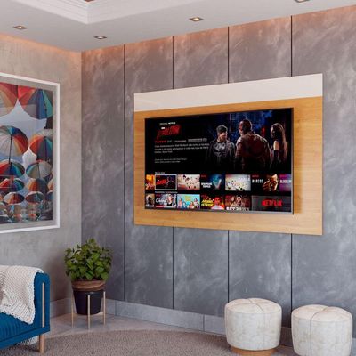 Painel Para Tv Life 1.8 Nature Com Off White - Móveisaqui