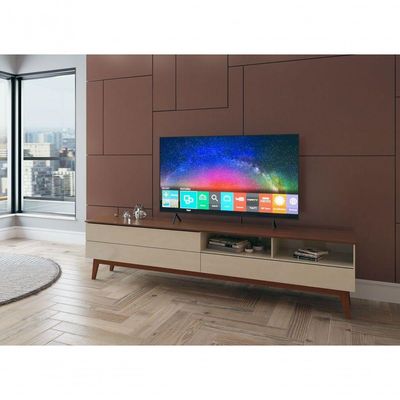 Rack Para Tv Wall 2.2 Off White Com Freijó - Moveisaqui