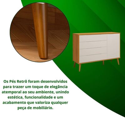 Comoda Sapateira Elfe Retro 1 Porta 4 Gavetas Areia Fosco Com Savana - Moveisaqui