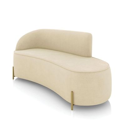 Sofá 2 Lugares Orgânico 160cm Pé Dourado Morgan Suede Bege