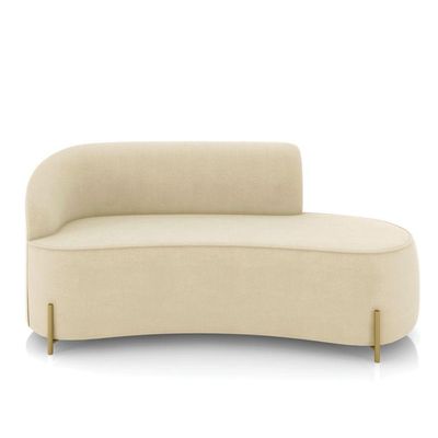 Sofá 2 Lugares Orgânico 160cm Pé Dourado Morgan Suede Bege