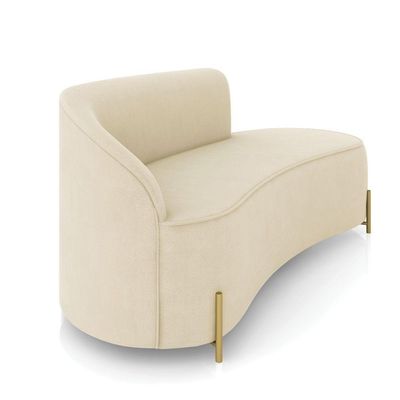 Sofá 2 Lugares Orgânico 160cm Pé Dourado Morgan Suede Bege