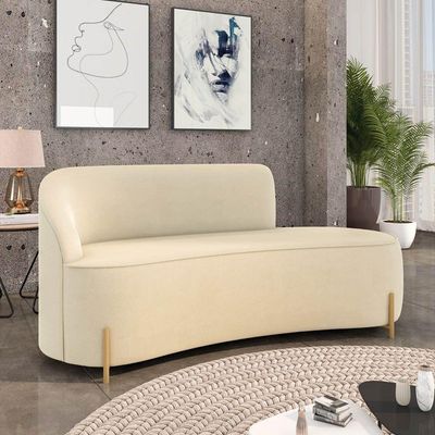Sofá 2 Lugares Orgânico 160cm Pé Dourado Morgan Suede Bege