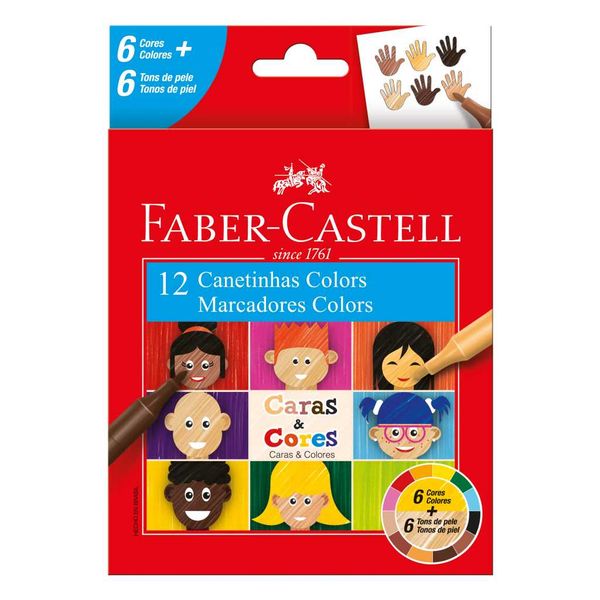 CANETINHA 12 CORES CARAS E CORES FABER CASTELL