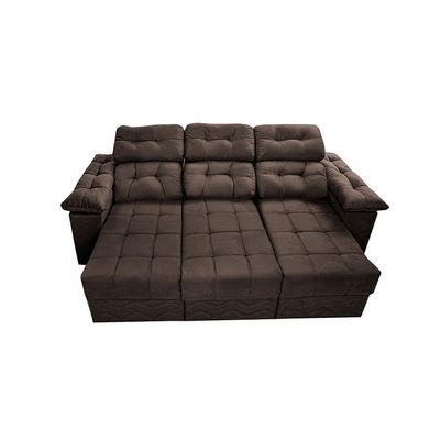 Sofa Itália 2,60 Mts Retrátil E Reclinavel Tecido Suede Café - Cama Inbox